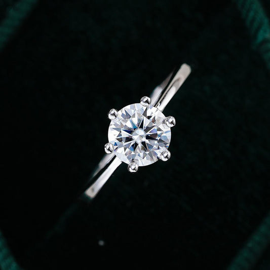 #10 6 Claw Moissanite Solitaire Rings 925 Sterling Silver Jewelry
