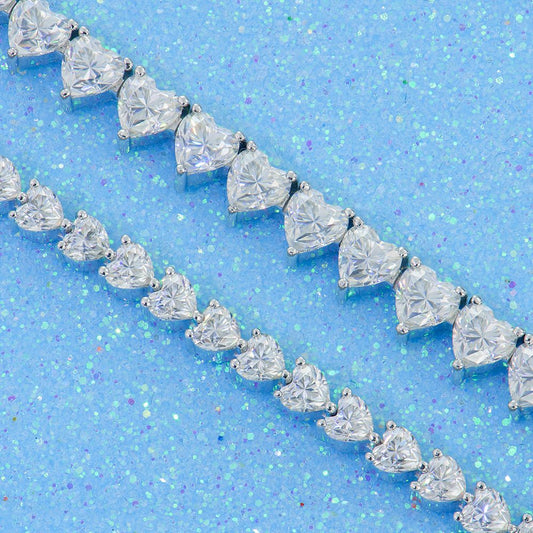 160 VANNICK Tennis Bracelet Heart Cut Moissanite 925 Sterling Silver 3mm 4mm - VANNICK