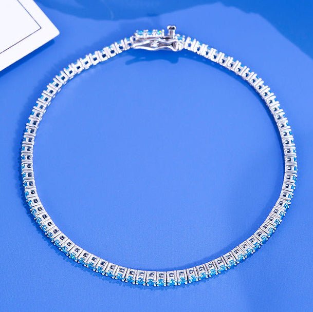 162 Ocean Blue Moissanite Tennis Bracelet | 925 Silver | VANNICK - VANNICK