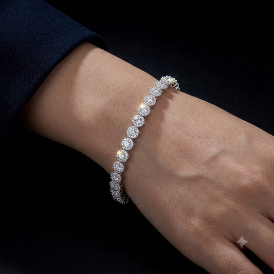 #161 VANNICK 5mm Cluster Moissanite Tennis Bracelet 925 Sterling Silver Halo Bracelet