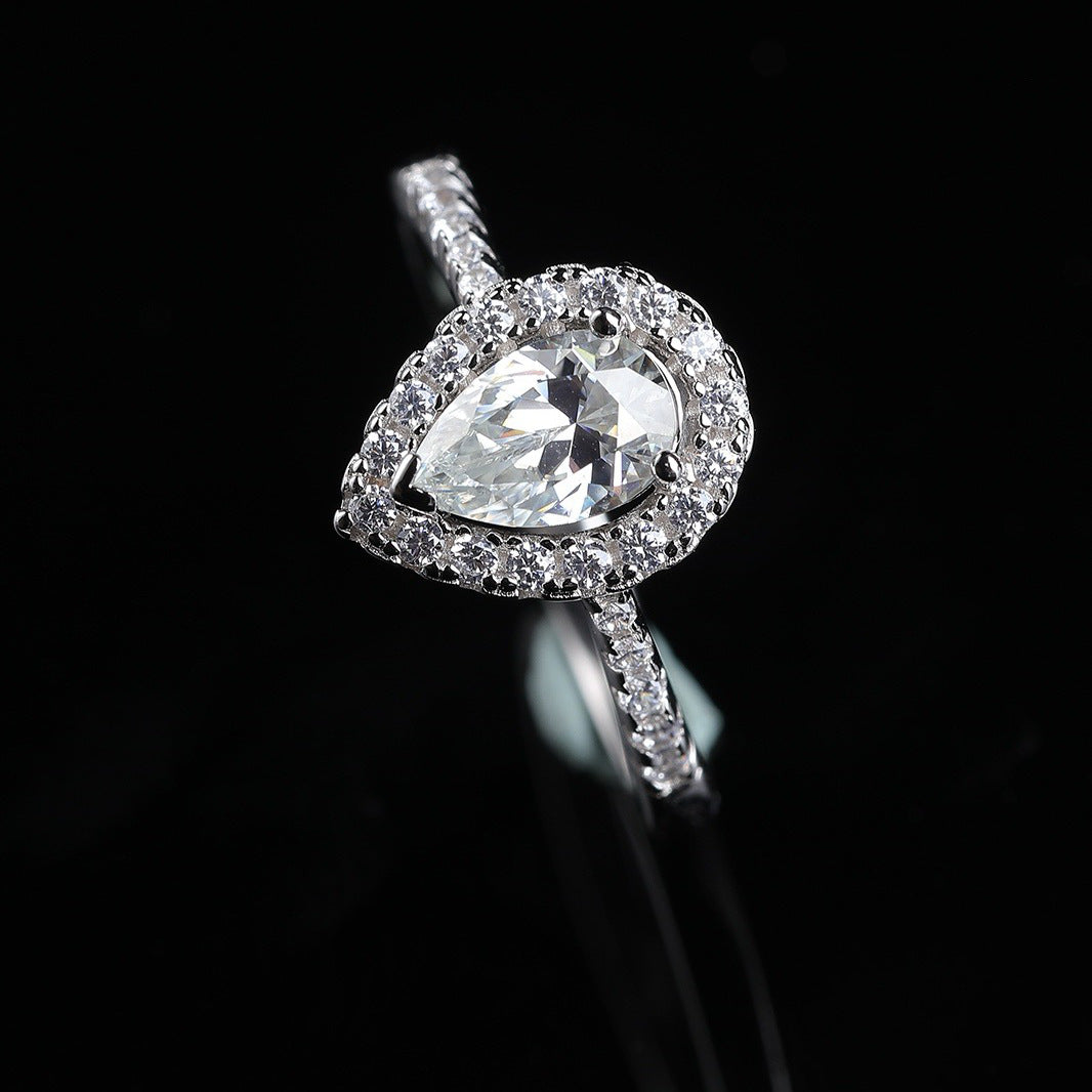 Classic Pear Cut Moissanite Halo Engagement Ring