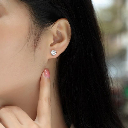 #01 Six-Prong Moissanite Stud Earrings S925 Sterling Silver