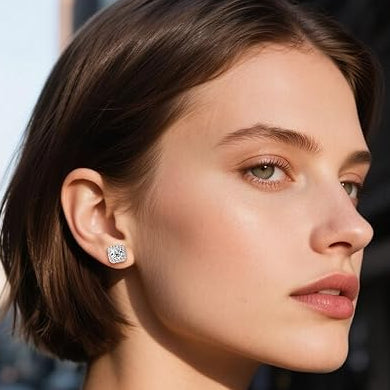 #03 Square Halo Moissanite Stud Earrings S925 Sterling Silver