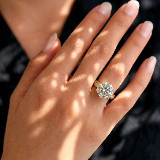 5ct Round Cut Moissanite Ring with Pave#105