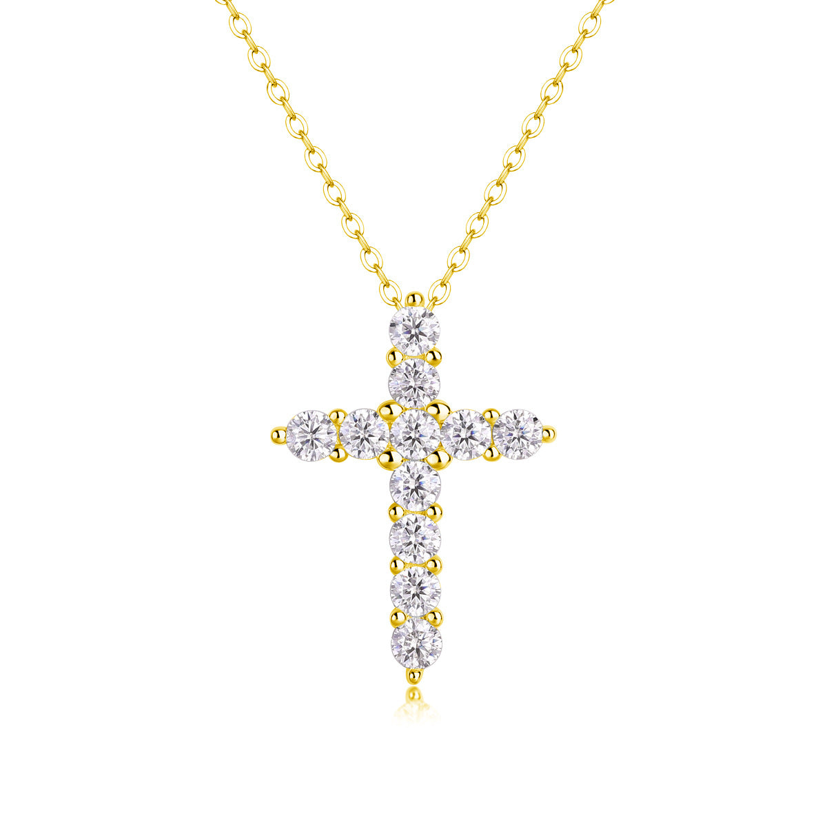 #107 Full Moissanite Gems Cross Pendant Necklace 925 Sterling Silver Jewelry