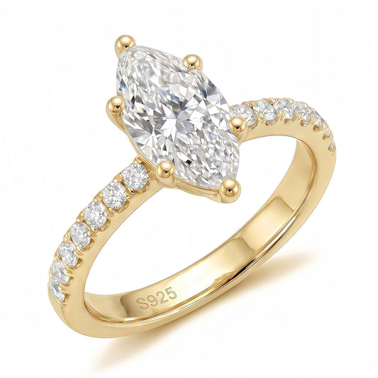 #135 VNK Marquise Cut Moissanite Ring – 925 Silver Engagement Ring (1-5CT)