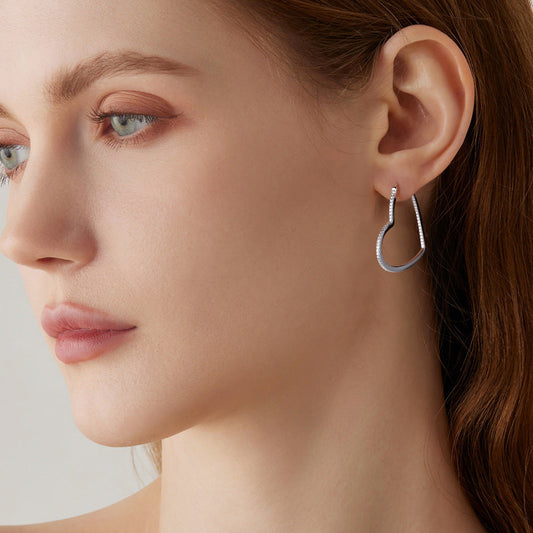 #46 VANNCIK Heart-Shaped Round Cut Moissanite Hoop Earrings – 925 Sterling Silver