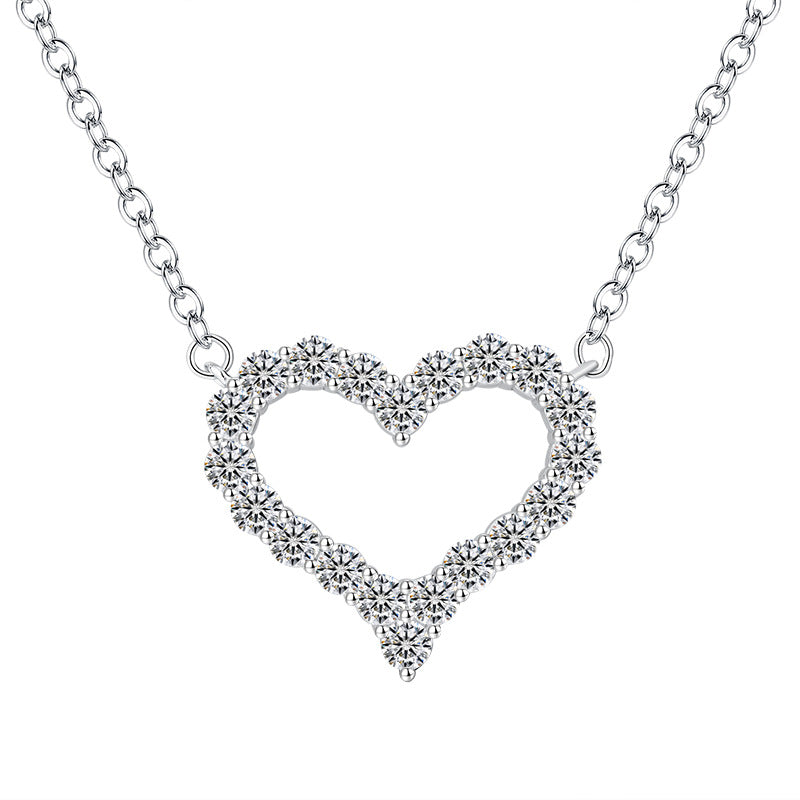 #98 Heart Moissanite Necklace & Stud Earrings Set