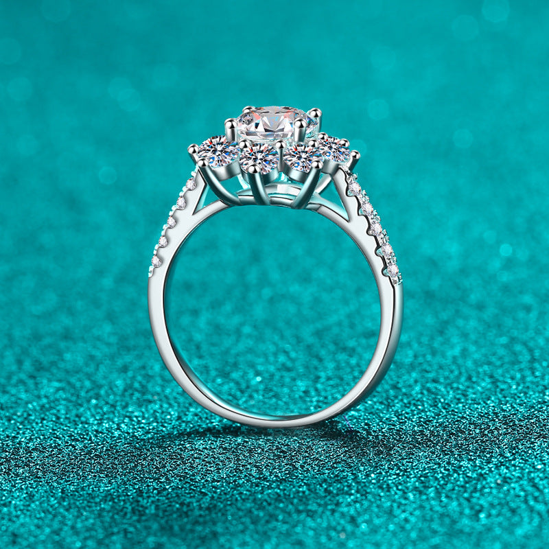 Sunflower Cluster Moissanite Ring#148