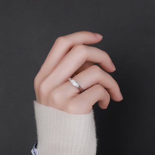 #136 Bezel-Set Marquise Moissanite Ring – Daily Luxury Band