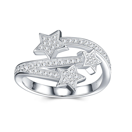 #106 Shooting Star Moissanite Ring | S925 Sterling Silver, Brilliant & Elegant Design