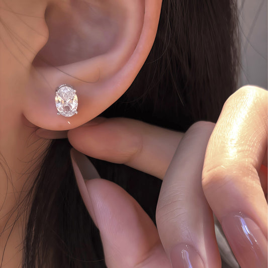 #13 VANNICK Oval Cut Moissanite Stud Earrings – 0.5ct/1ct/2ct Options,925 Sterling Silver Jewelry