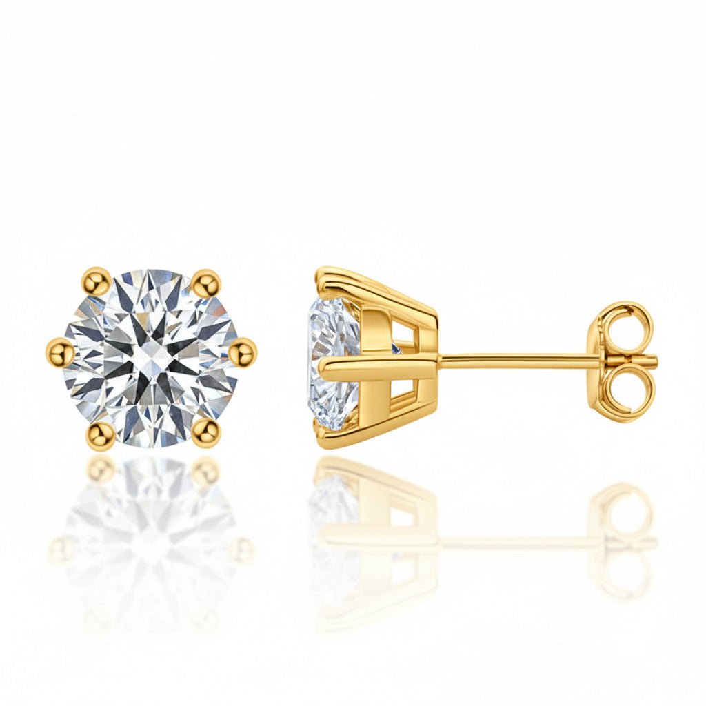 01 Six-Prong Moissanite Stud Earrings S925 Sterling Silver - VANNICK