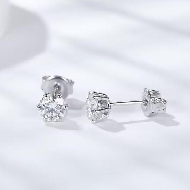 01 Six-Prong Moissanite Stud Earrings S925 Sterling Silver - VANNICK