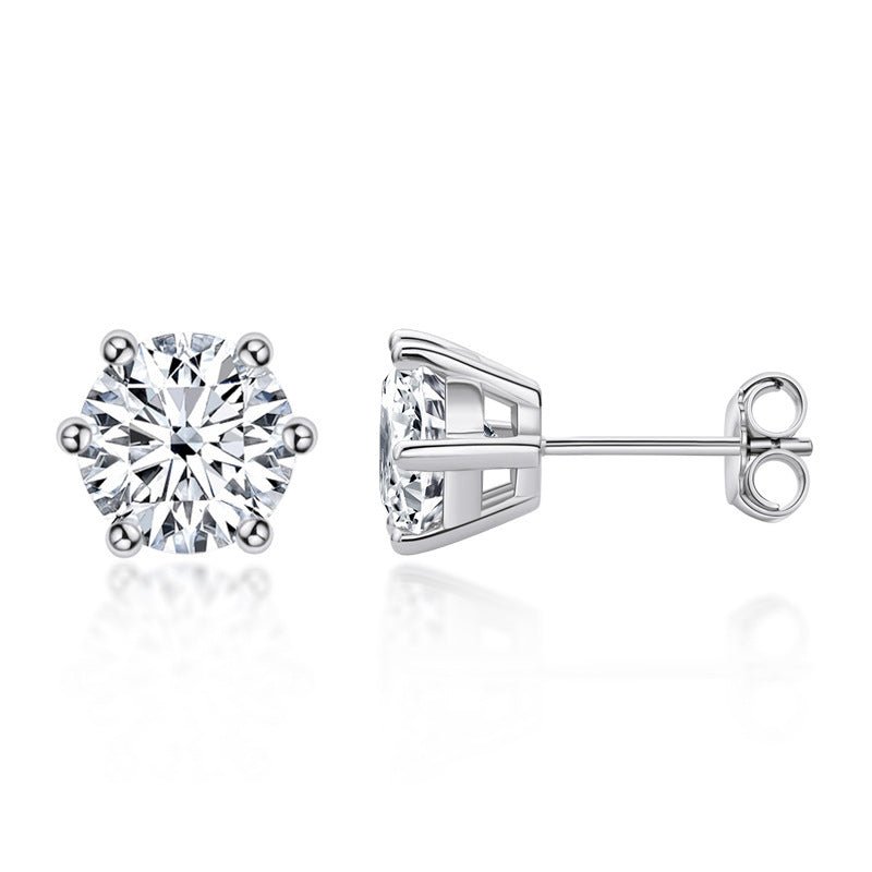 01 Six-Prong Moissanite Stud Earrings S925 Sterling Silver - VANNICK