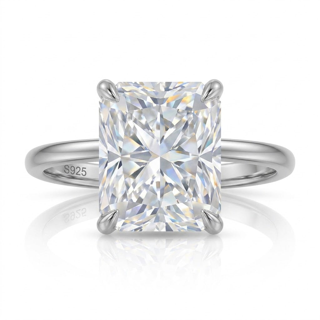 Rectangular Radiant/Emerald Cut Moissanite Ring#84