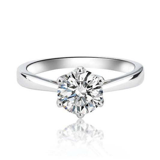 #10 6 Claw Moissanite Solitaire Rings 925 Sterling Silver Jewelry