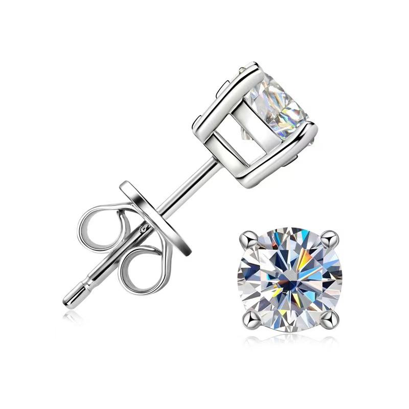 #02 Four-Prong Moissanite Stud Earrings S925 Sterling Silver