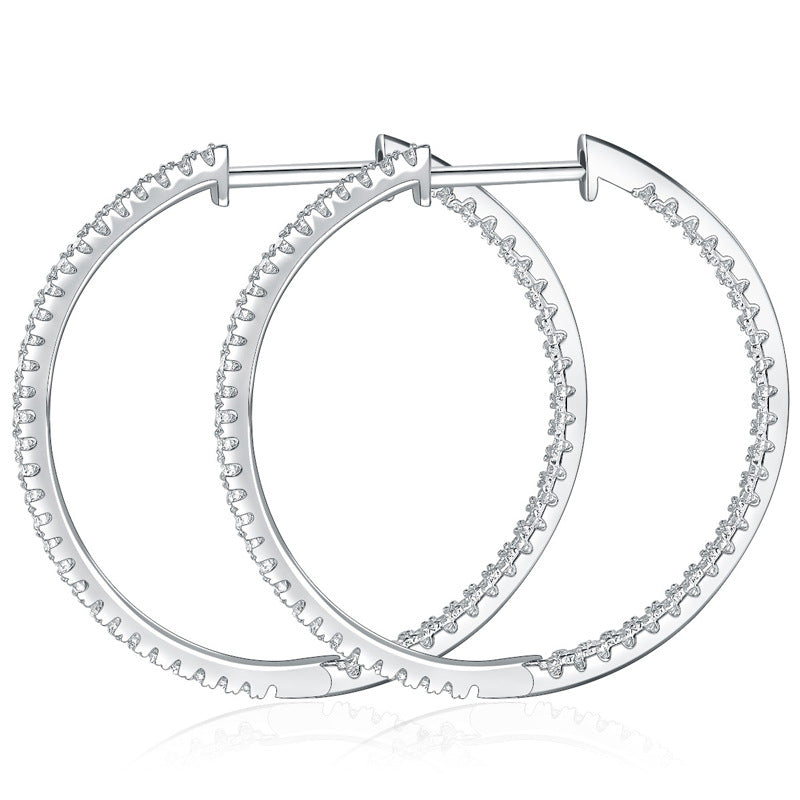 Slim Hoop Earrings Moissanite Jewelry