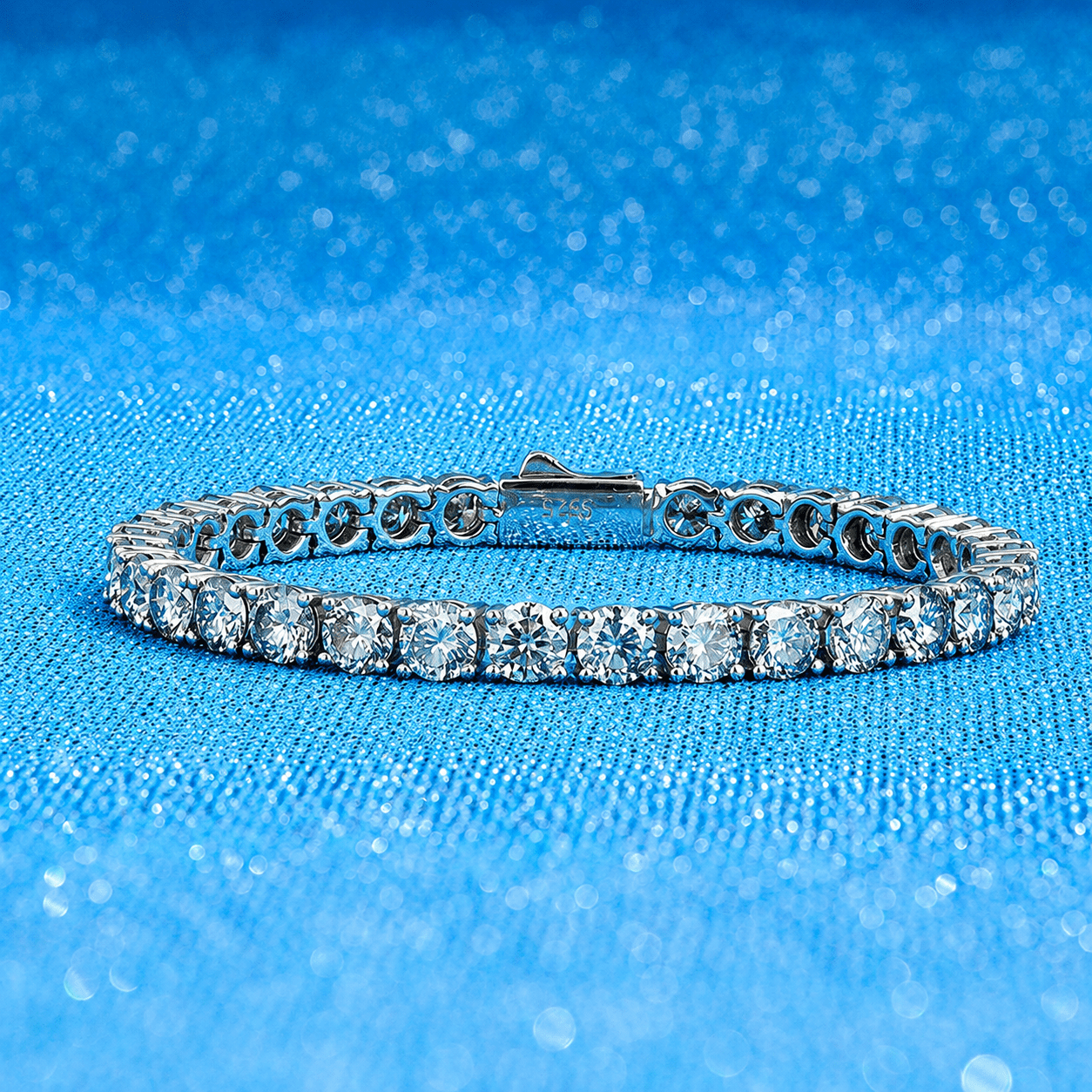 1 55 VANNICK Teal-Blue Moissanite Tennis Bracelet in 925 Sterling Silver - VANNICK