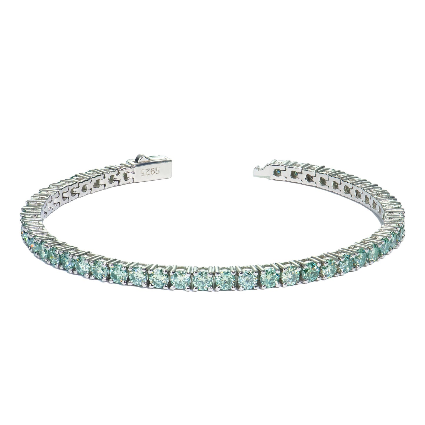 1 55 VANNICK Teal-Blue Moissanite Tennis Bracelet in 925 Sterling Silver - VANNICK