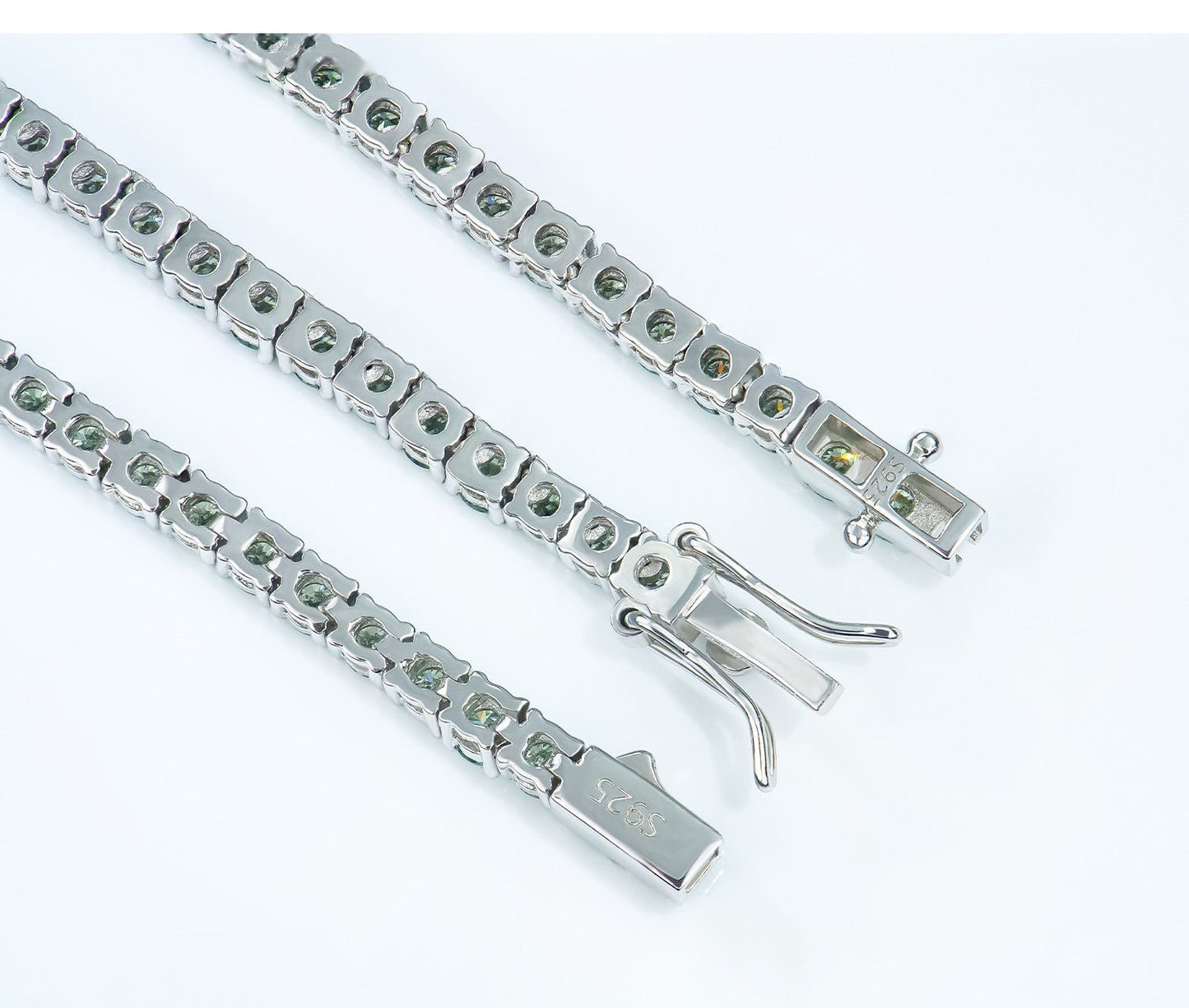 1 55 VANNICK Teal-Blue Moissanite Tennis Bracelet in 925 Sterling Silver - VANNICK