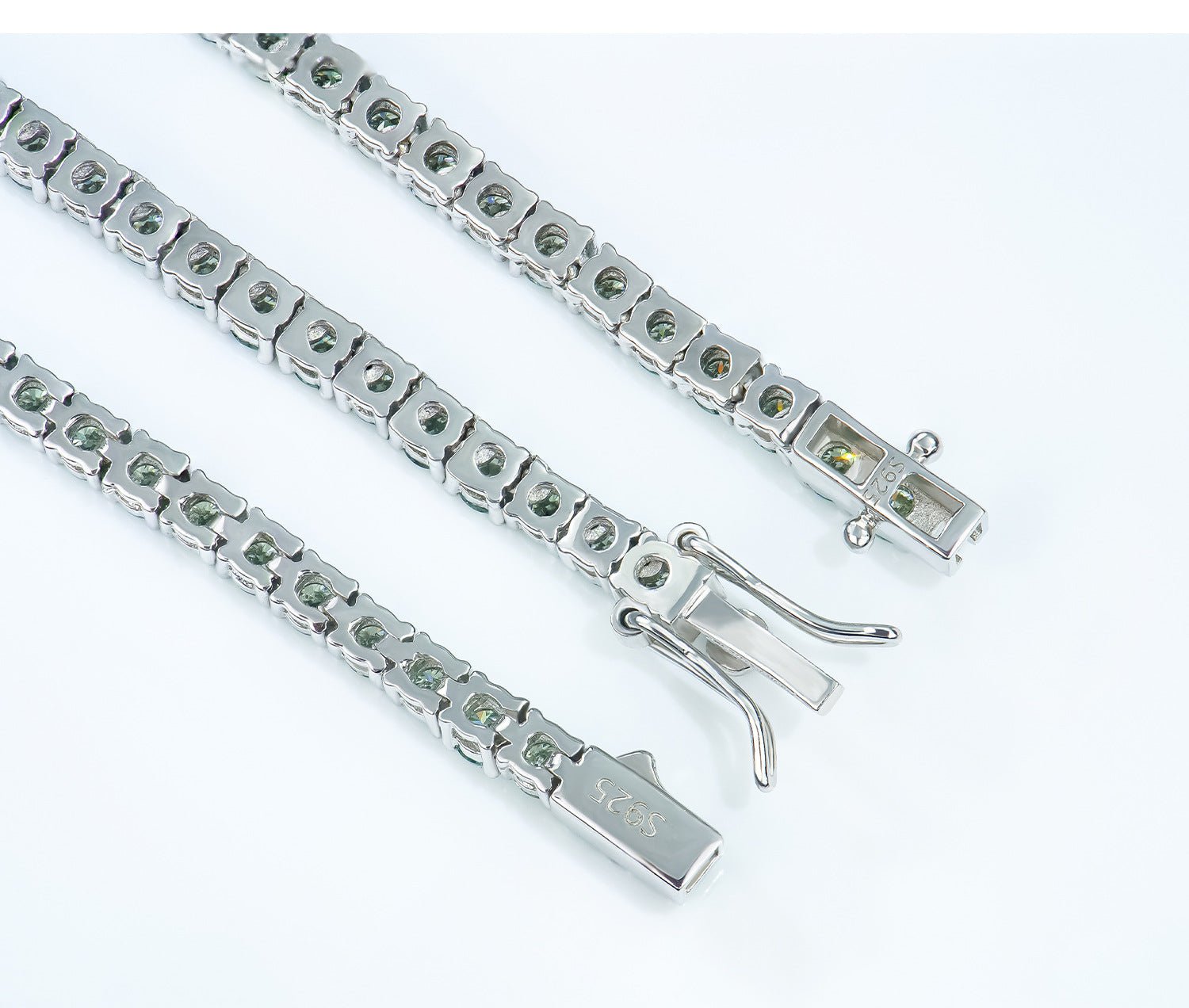 1 55 VANNICK Teal-Blue Moissanite Tennis Bracelet in 925 Sterling Silver - VANNICK