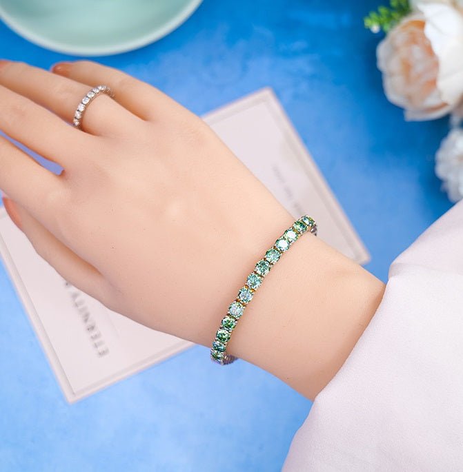 1 55 VANNICK Teal-Blue Moissanite Tennis Bracelet in 925 Sterling Silver - VANNICK