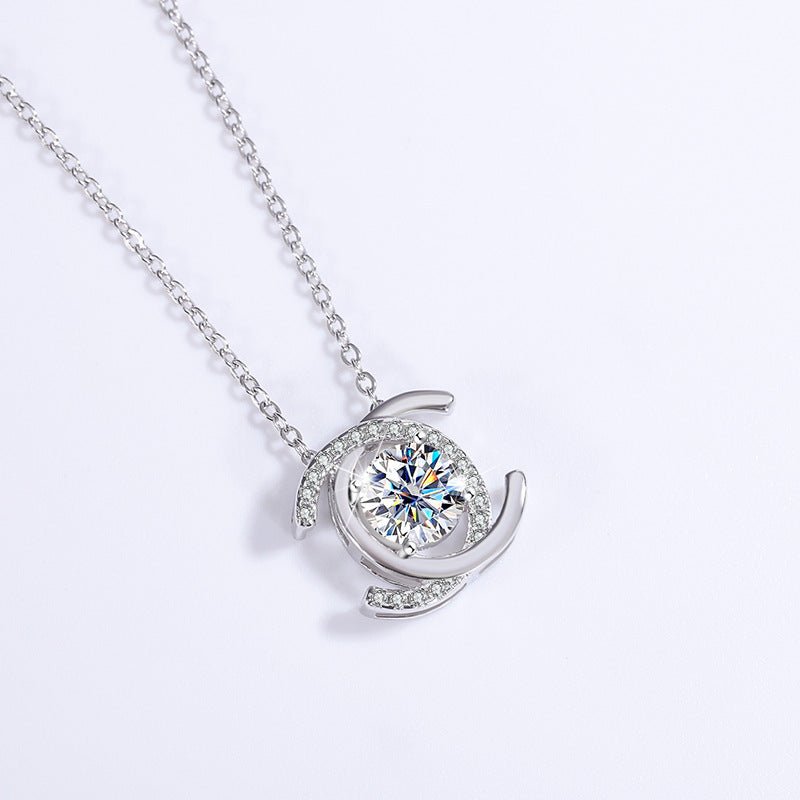 100 VNK Elegant Double C Moissanite Necklace & Stud Earrings Set | 925 Sterling Silver - VANNICK