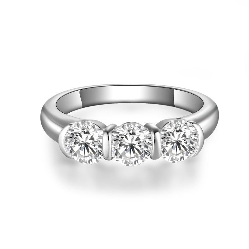 3 Stone Moissanite Stacking Ring Band