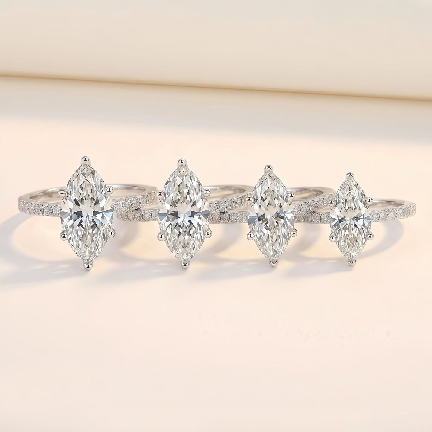 135 VNK Marquise Cut Moissanite Ring – 925 Silver Engagement Ring (1-5CT) - VANNICK