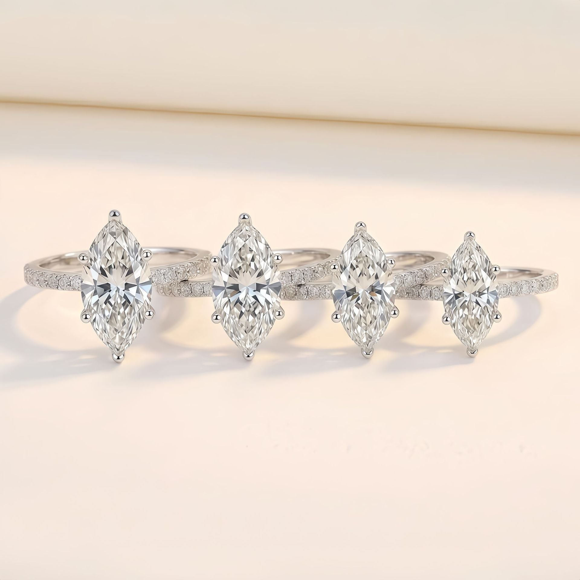 135 VNK Marquise Cut Moissanite Ring – 925 Silver Engagement Ring (1-5CT) - VANNICK