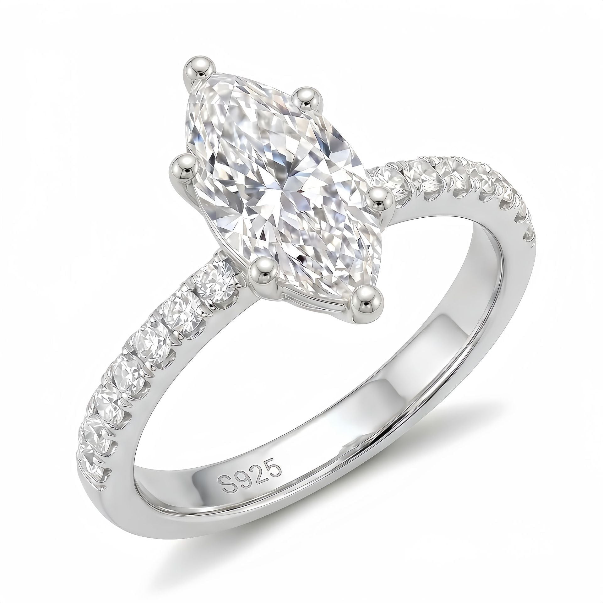 135 VNK Marquise Cut Moissanite Ring – 925 Silver Engagement Ring (1-5CT) - VANNICK