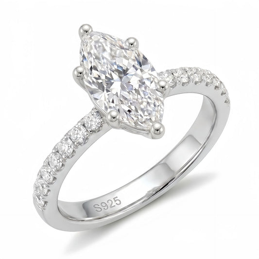 135 VNK Marquise Cut Moissanite Ring – 925 Silver Engagement Ring (1-5CT) - VANNICK