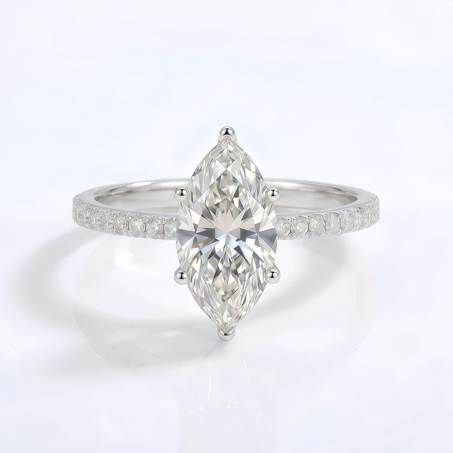 135 VNK Marquise Cut Moissanite Ring – 925 Silver Engagement Ring (1-5CT) - VANNICK