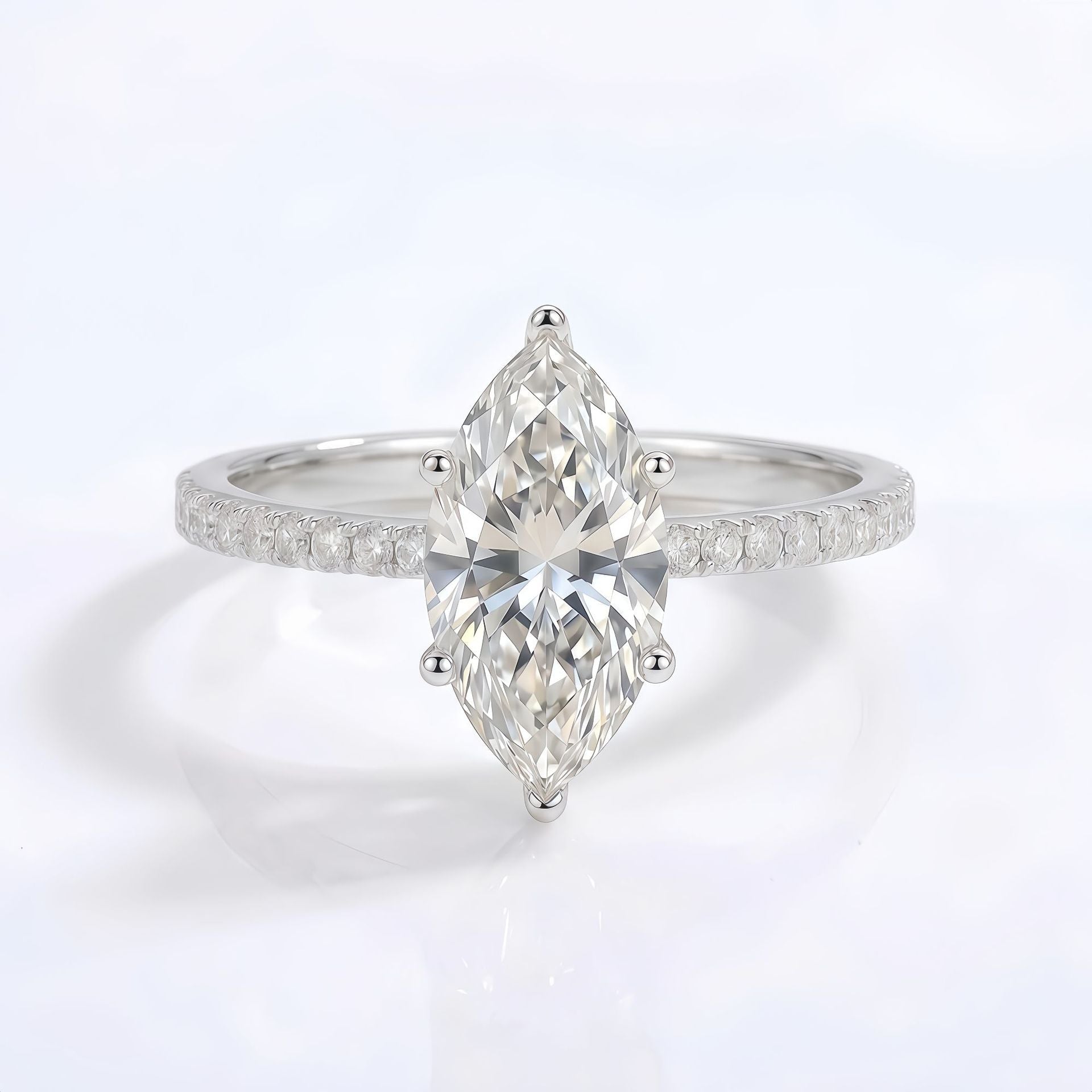 135 VNK Marquise Cut Moissanite Ring – 925 Silver Engagement Ring (1-5CT) - VANNICK
