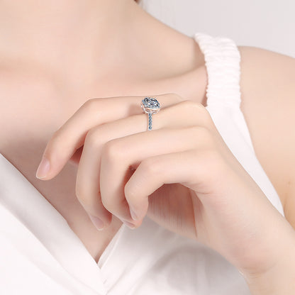 Classic Square Halo Round Moissanite Ring