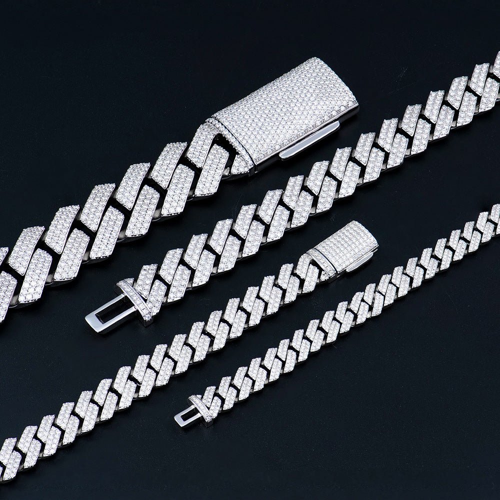 146 VNK Moissanite Cuban Link Chain Bracelet for Men Women - 925 Sterling Silver - VANNICK