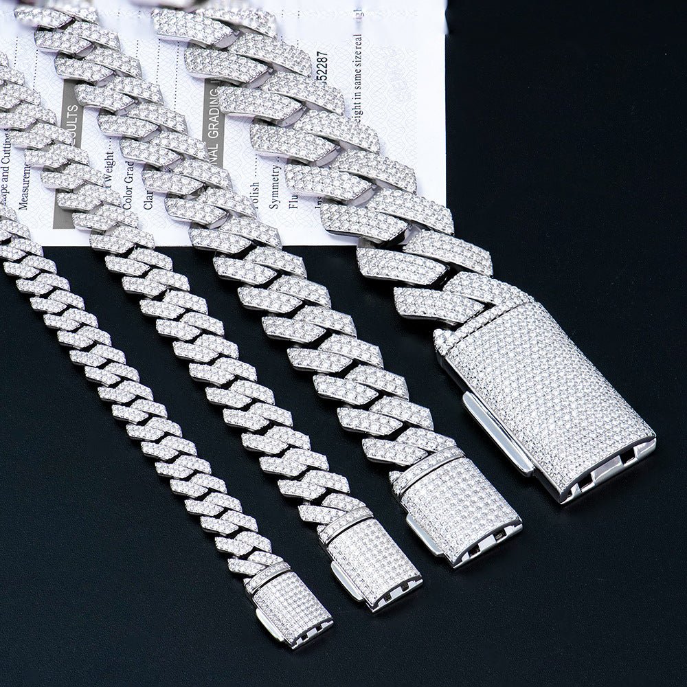 146 VNK Moissanite Cuban Link Chain Bracelet for Men Women - 925 Sterling Silver - VANNICK
