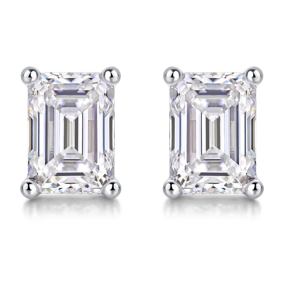 15 Emerald Cut Moissanite Earrings in 925 Sterling Silver - VANNICK