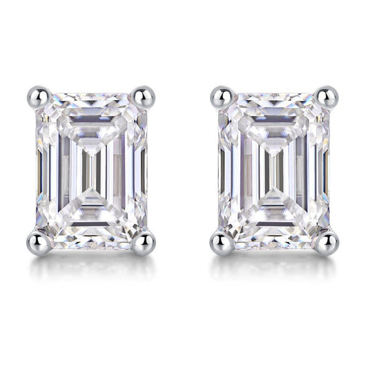 15 Emerald Cut Moissanite Earrings in 925 Sterling Silver - VANNICK