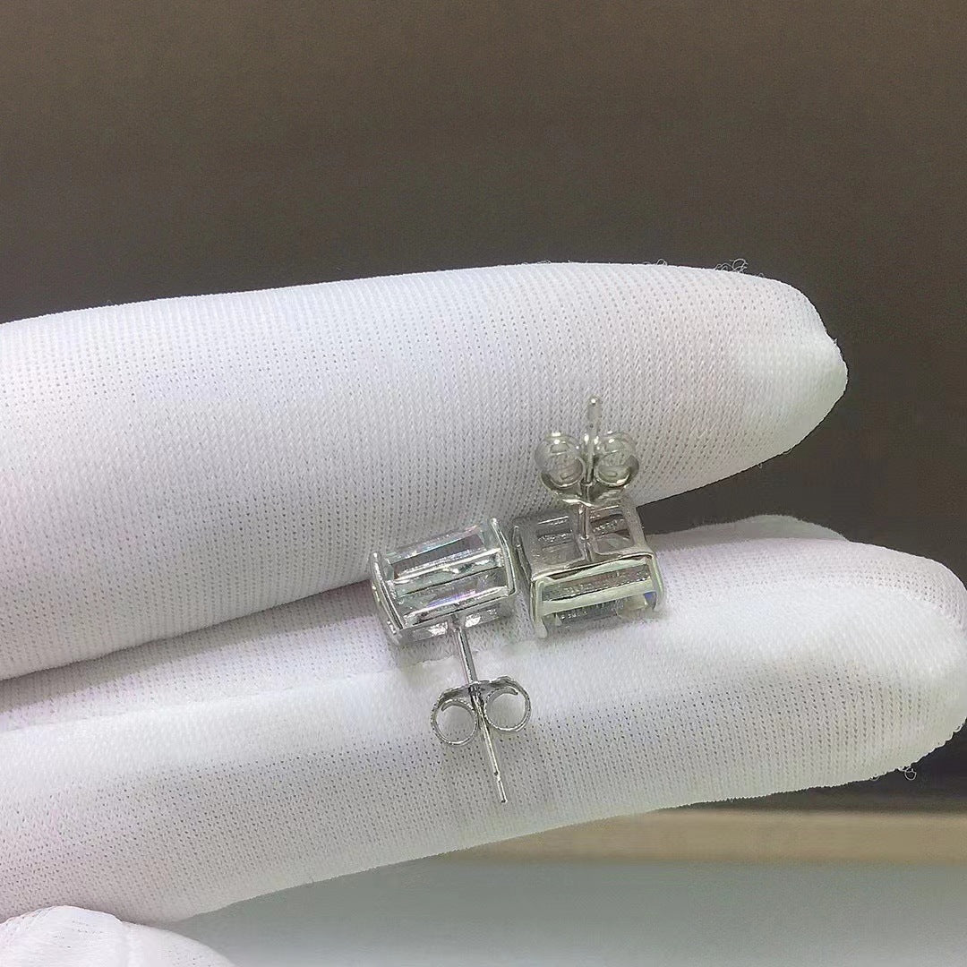 15 Emerald Cut Moissanite Earrings in 925 Sterling Silver - VANNICK