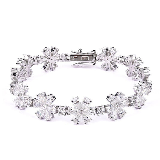 152 Vannick Moissanite Flower Cluster Bracelet in 925 Sterling Silver Pear Cut Moissanite - VANNICK