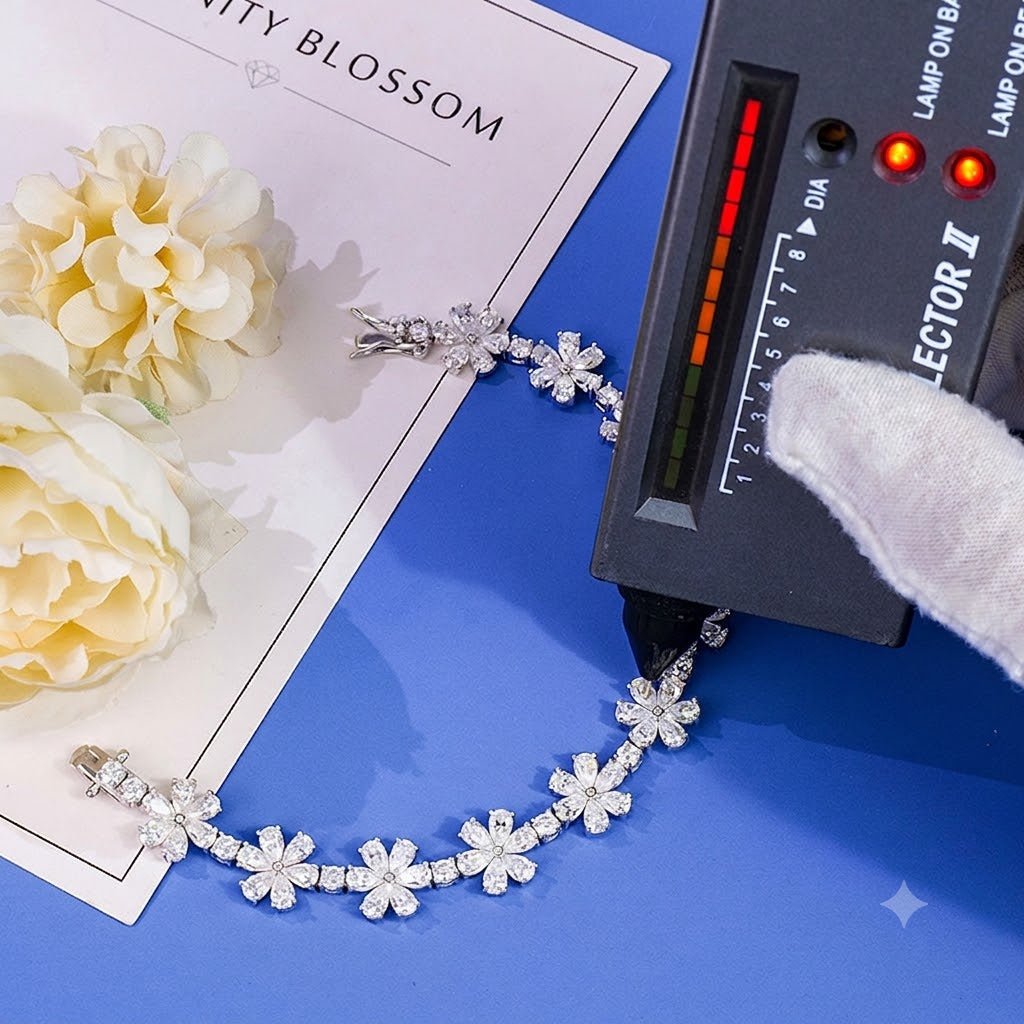 152 Vannick Moissanite Flower Cluster Bracelet in 925 Sterling Silver Pear Cut Moissanite - VANNICK