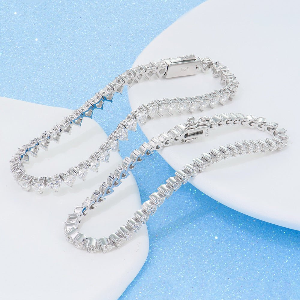 160 VANNICK Tennis Bracelet Heart Cut Moissanite 925 Sterling Silver 3mm 4mm - VANNICK