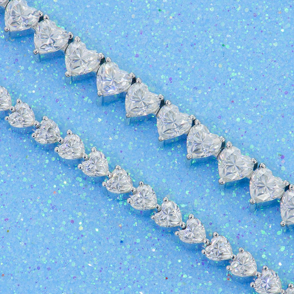 160 VANNICK Tennis Bracelet Heart Cut Moissanite 925 Sterling Silver 3mm 4mm - VANNICK