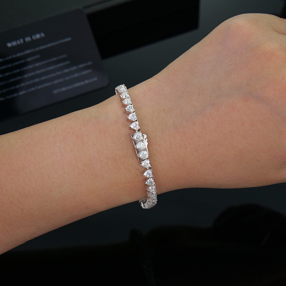 160 VANNICK Tennis Bracelet Heart Cut Moissanite 925 Sterling Silver 3mm 4mm - VANNICK
