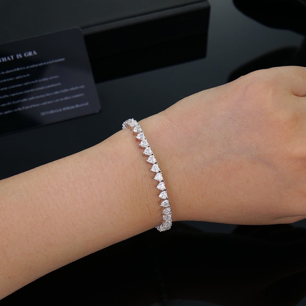 160 VANNICK Tennis Bracelet Heart Cut Moissanite 925 Sterling Silver 3mm 4mm - VANNICK