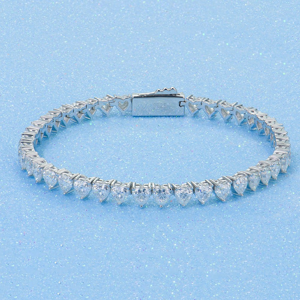 160 VANNICK Tennis Bracelet Heart Cut Moissanite 925 Sterling Silver 3mm 4mm - VANNICK