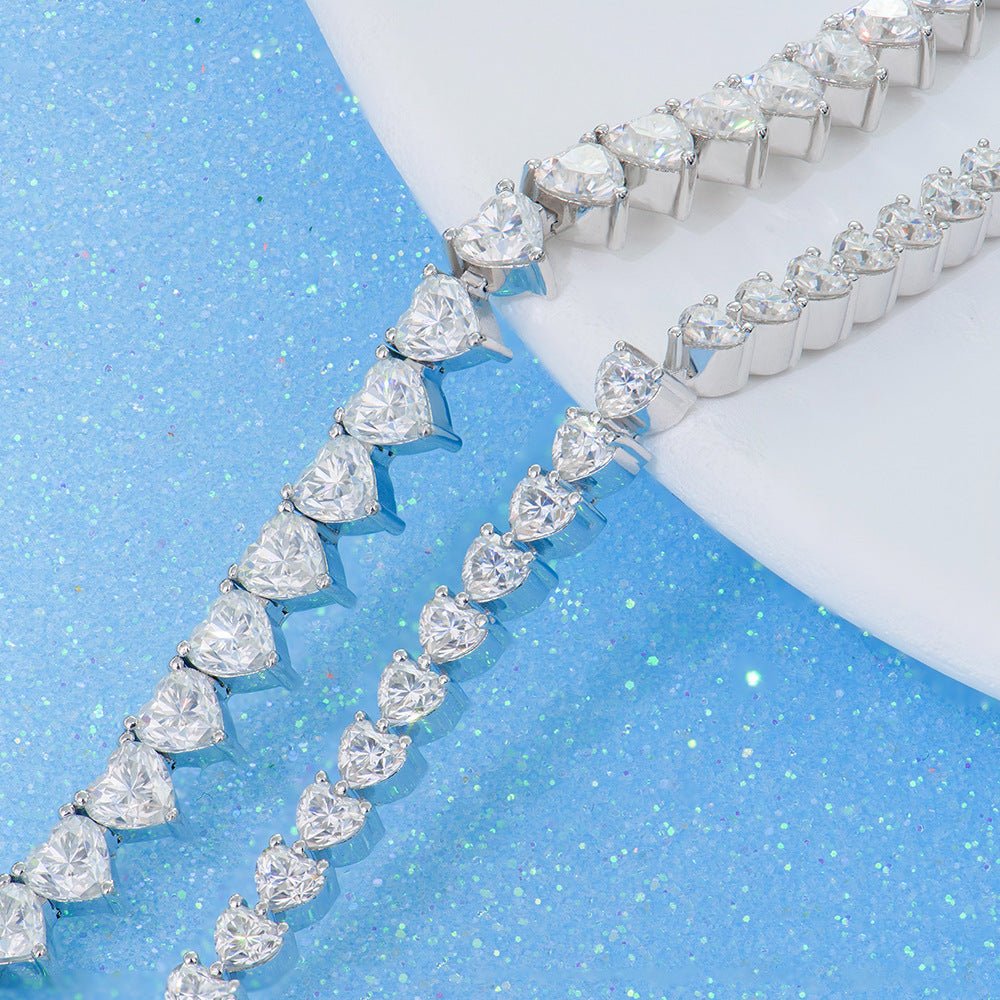 160 VANNICK Tennis Bracelet Heart Cut Moissanite 925 Sterling Silver 3mm 4mm - VANNICK